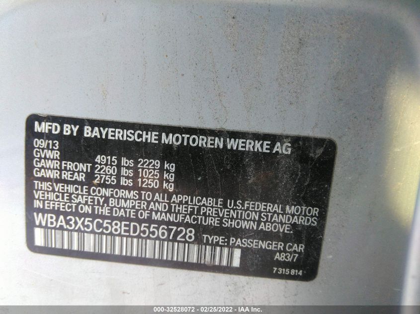 2014 BMW 3 SERIES GRAN TURISMO 328I XDRIVE WBA3X5C58ED556728