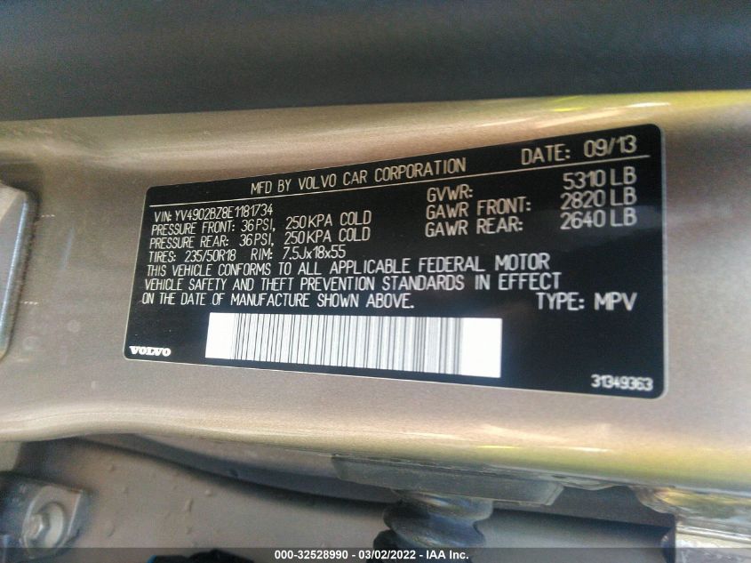 2014 VOLVO XC70 3.0L T6 - YV4902BZ8E1181734