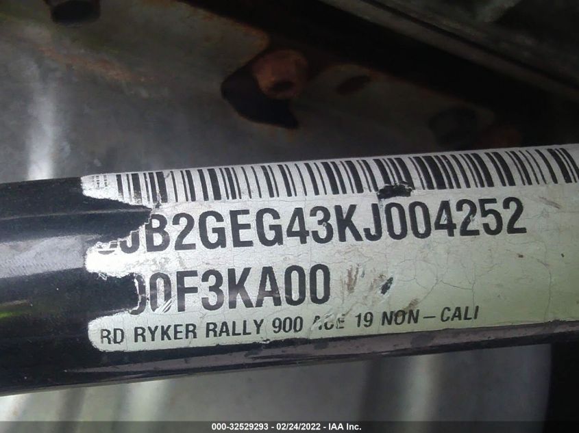 2019 CAN-AM RYKER RALLY EDITION 3JB2GEG43KJ004252