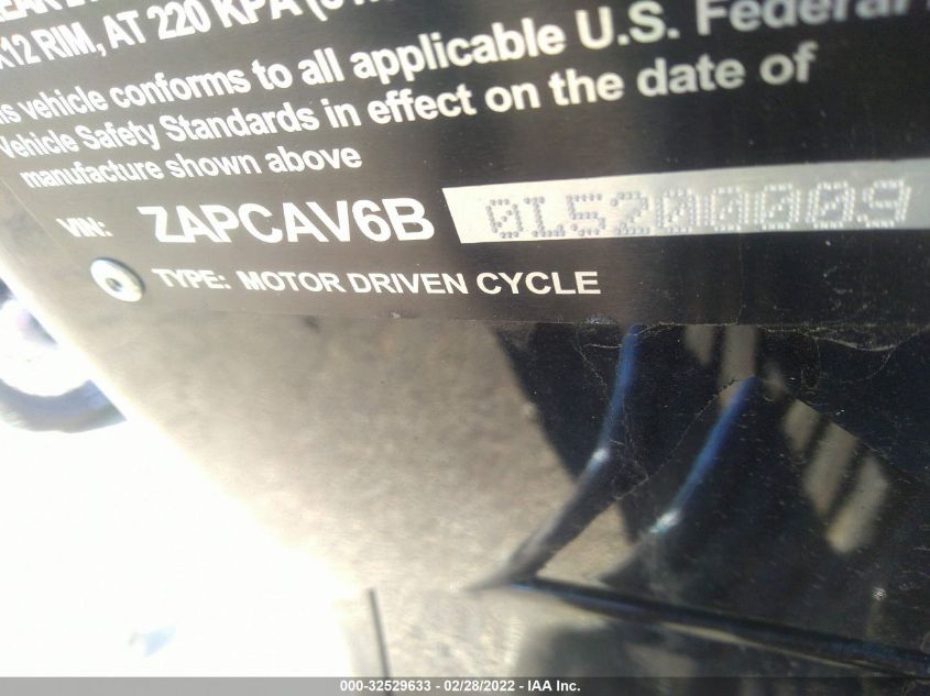 2020 VESPA SPRINT ZAPCAV6B0L5200009
