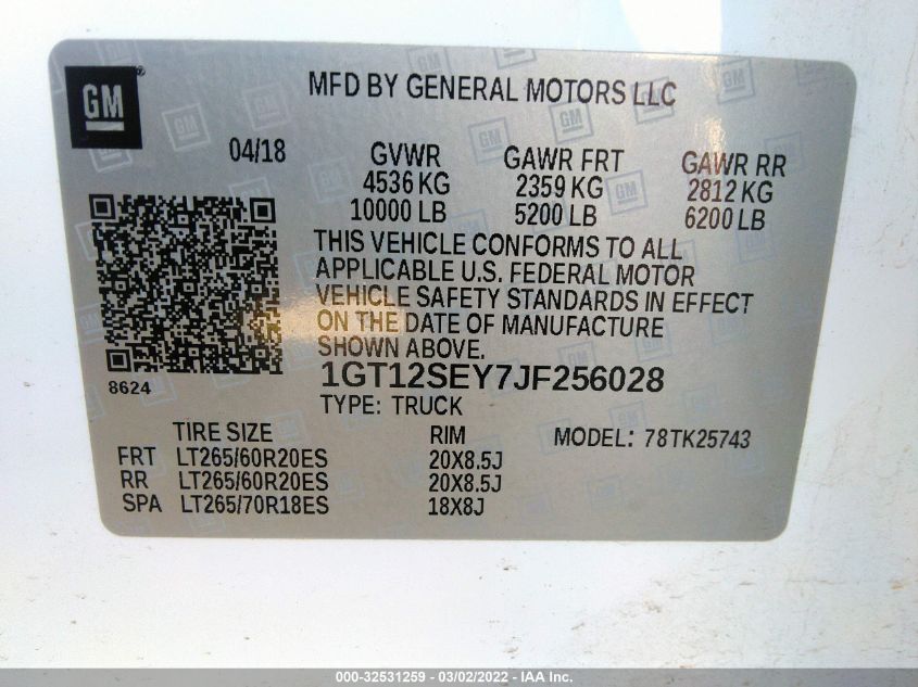2018 GMC SIERRA 2500HD SLE 1GT12SEY7JF256028