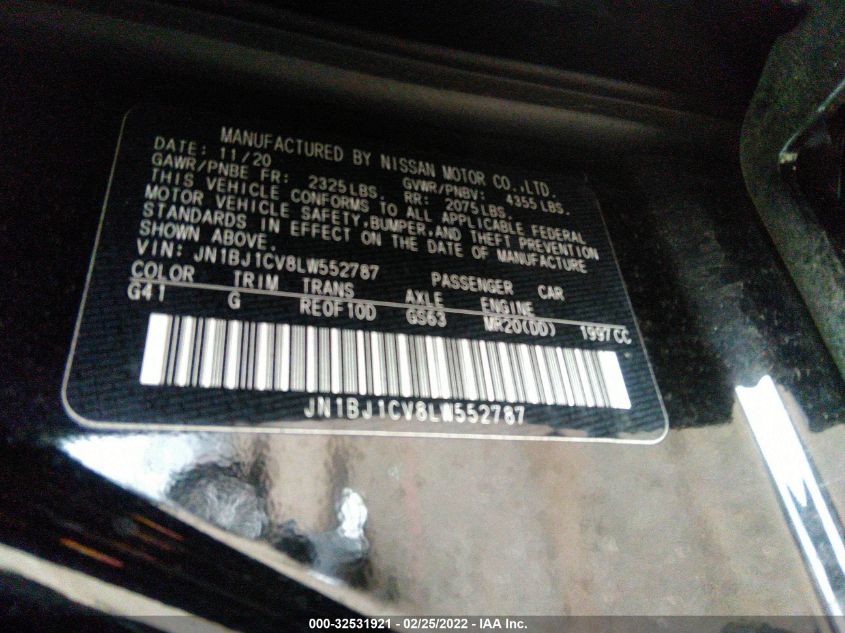 2020 NISSAN ROGUE SPORT SV JN1BJ1CV8LW552787