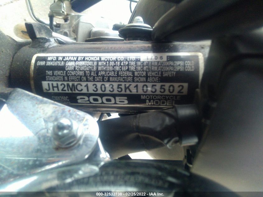 2005 HONDA CMX250 C JH2MC13035K105502