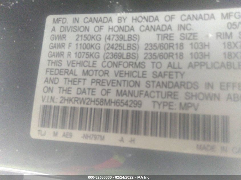 2021 HONDA CR-V EX 2HKRW2H58MH654299