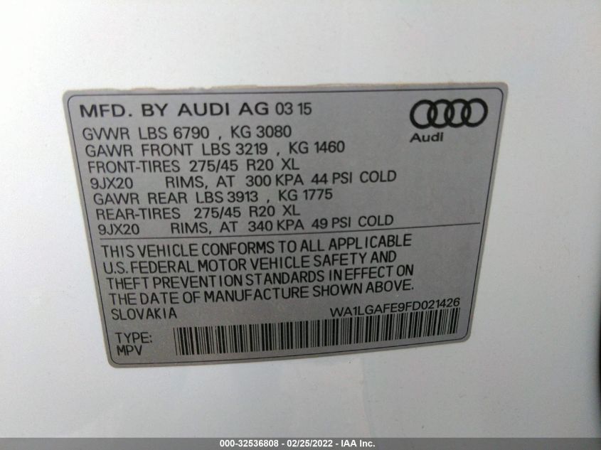 2015 AUDI Q7 3.0T PREMIUM PLUS WA1LGAFE9FD021426