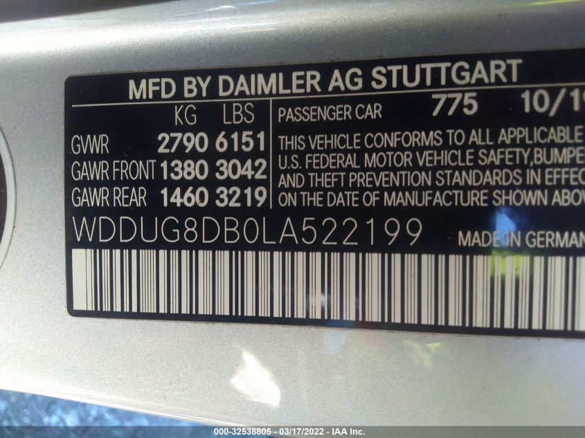 WDDUG8DB0LA522199 Mercedes-Benz S-Class S 560 9