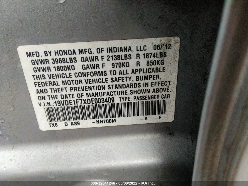 2013 ACURA ILX TECH PKG 19VDE1F7XDE003409