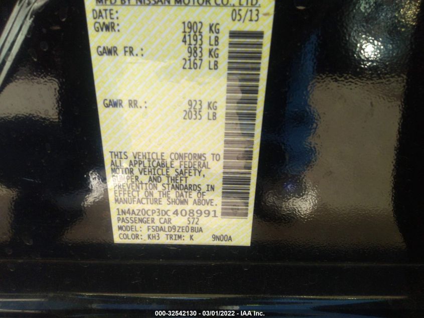 2013 NISSAN LEAF SV 1N4AZ0CP3DC408991