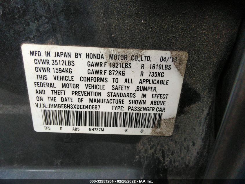 2013 HONDA FIT JHMGE8H3XDC040697