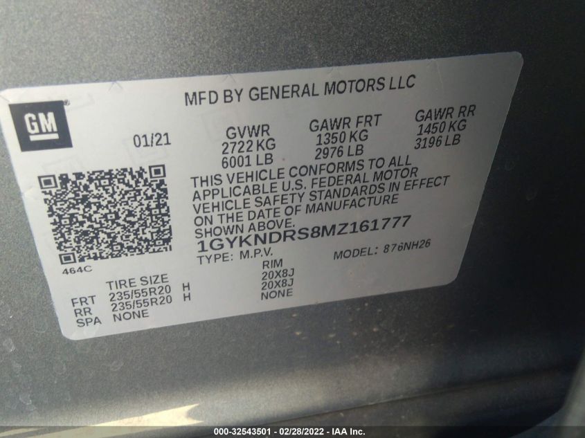 2021 CADILLAC XT5 AWD PREMIUM LUXURY 1GYKNDRS8MZ161777