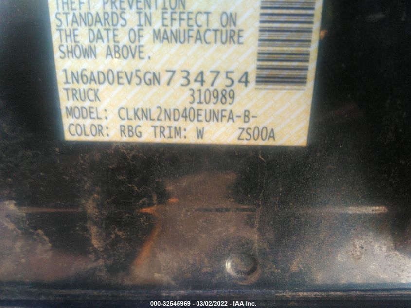 2016 NISSAN FRONTIER SV 1N6AD0EV5GN734754