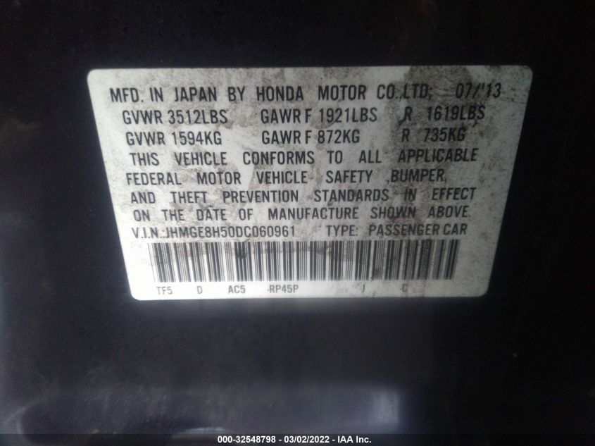 2013 HONDA FIT SPORT JHMGE8H50DC060961