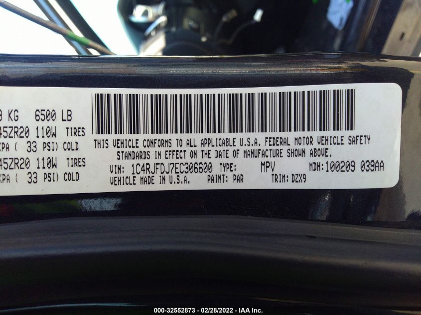 2014 JEEP GRAND CHEROKEE SRT8 1C4RJFDJ7EC306600