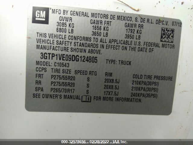 2013 GMC SIERRA 1500 SLE 3GTP1VE09DG124805