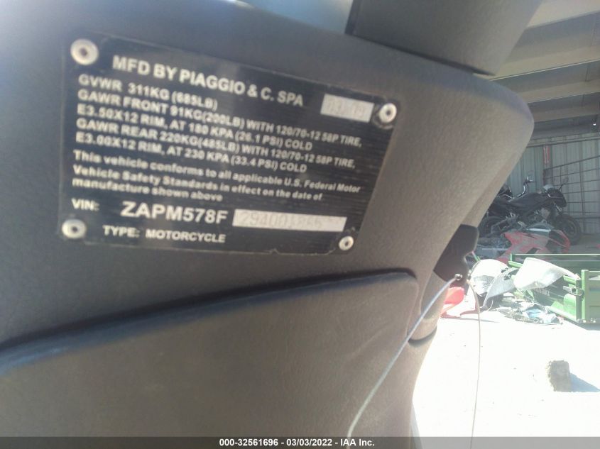 2009 PIAGGIO FLY 150 ZAPM578F294001885