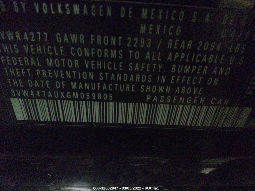 2016 VOLKSWAGEN GOLF GTI AUTOBAHN W 3VW447AUXGM059805