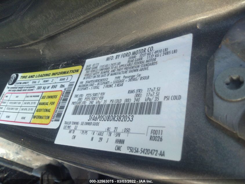 2013 FORD FUSION ENERGI TITANIUM 3FA6P0SU8DR382053