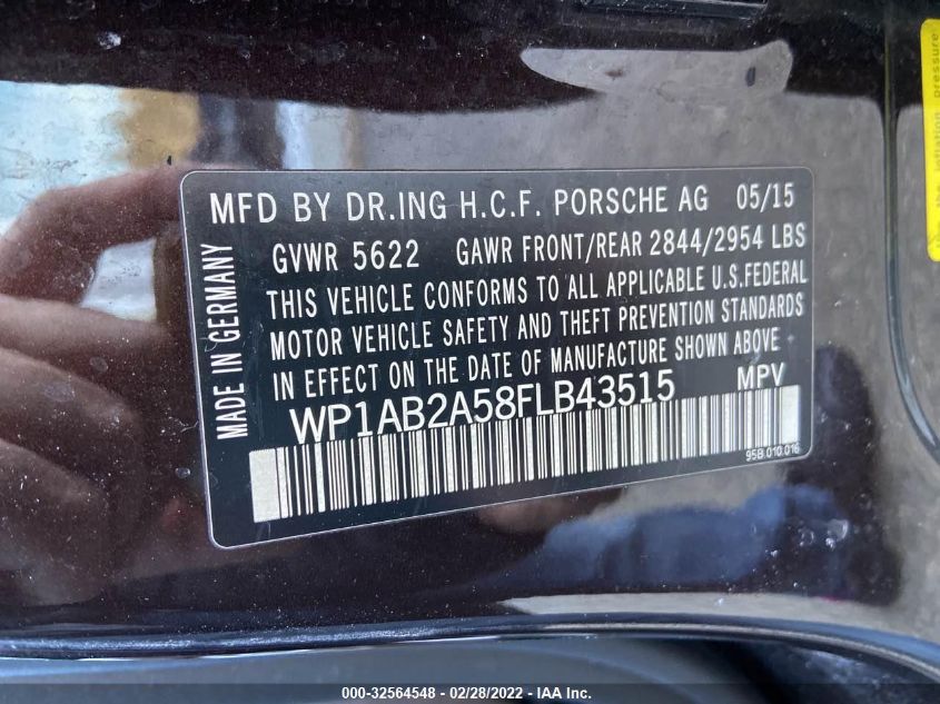 2015 PORSCHE MACAN S WP1AB2A58FLB43515