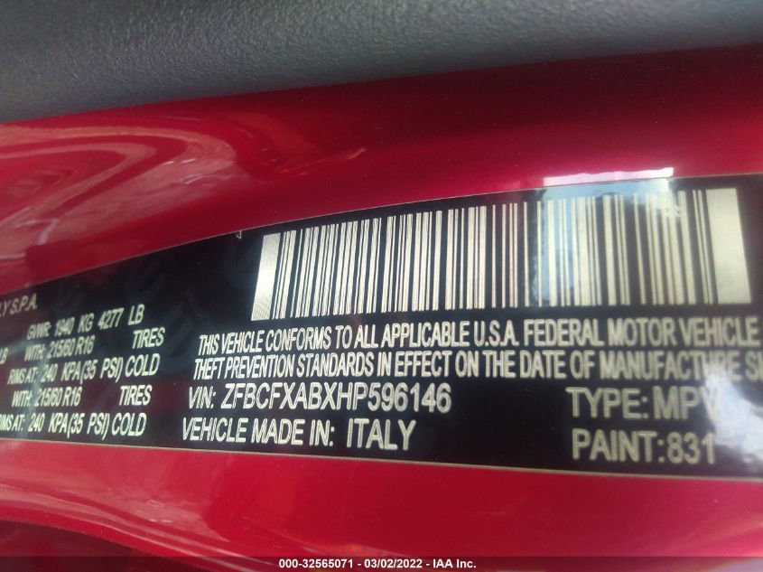 2017 FIAT 500X POP ZFBCFXABXHP596146