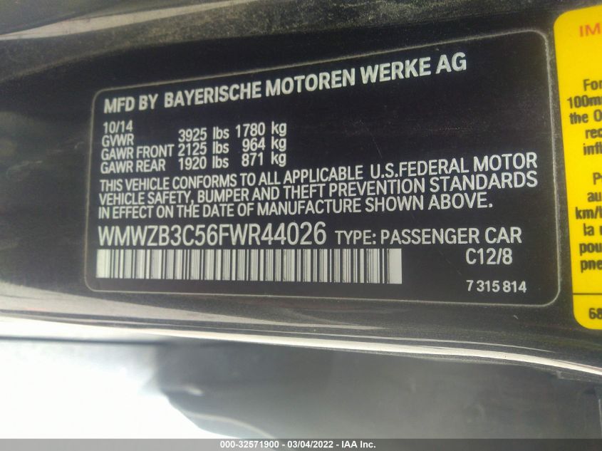 2015 MINI COOPER COUNTRYMAN WMWZB3C56FWR44026