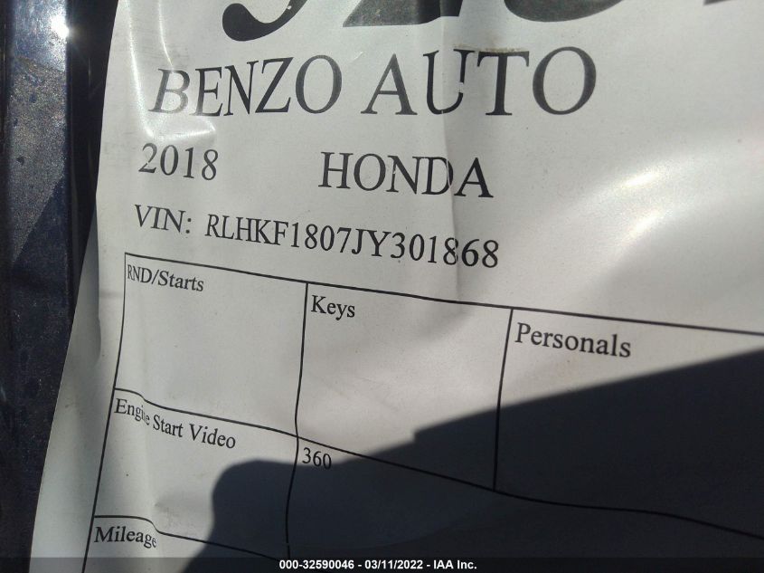 2018 HONDA PCX 150 RLHKF1807JY301868