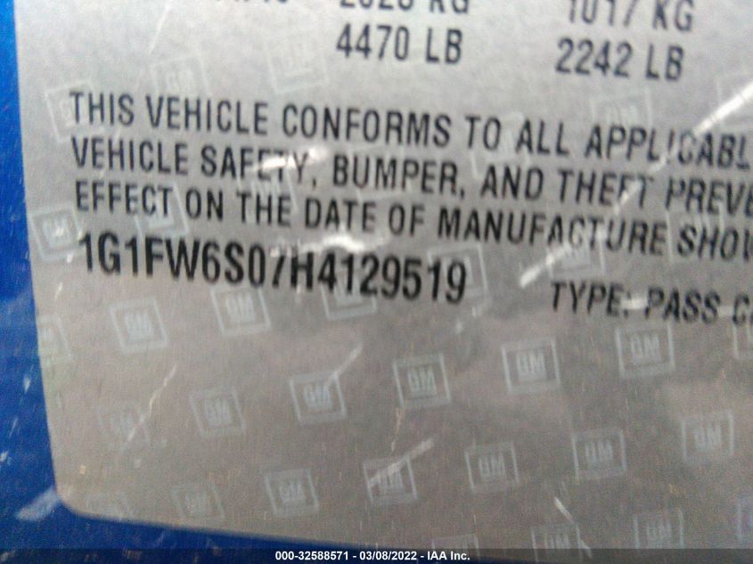 2017 CHEVROLET BOLT EV LT 1G1FW6S07H4129519