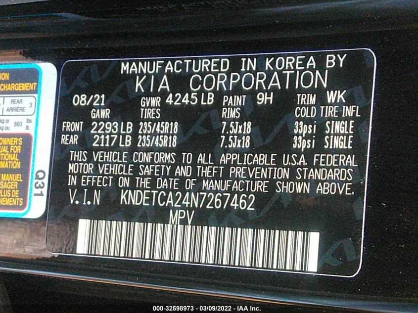 2022 KIA SELTOS SX KNDETCA24N7267462