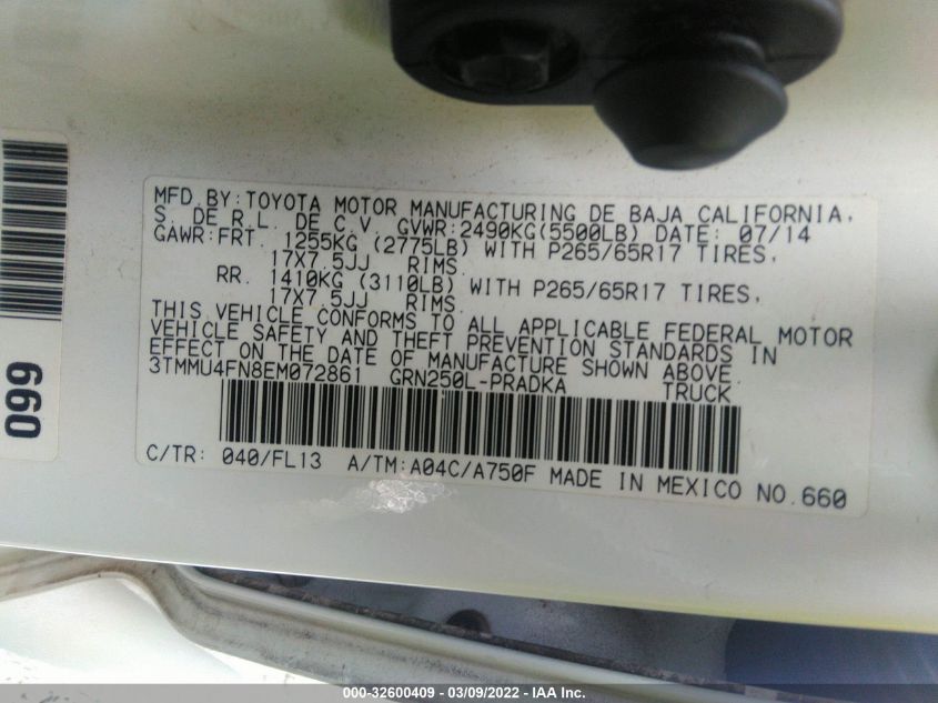 2014 TOYOTA TACOMA 3TMMU4FN8EM072861