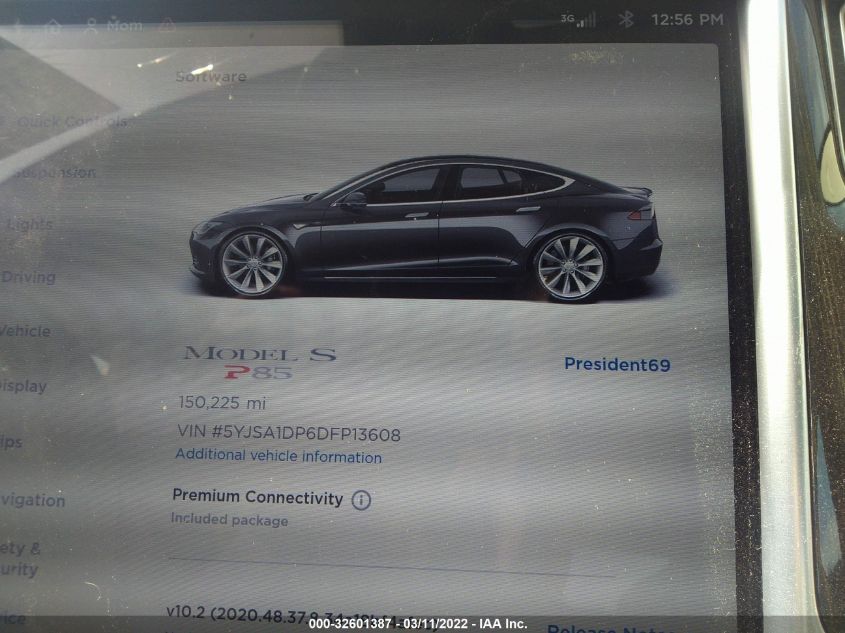 2013 TESLA MODEL S PERFORMANCE 5YJSA1DP6DFP13608