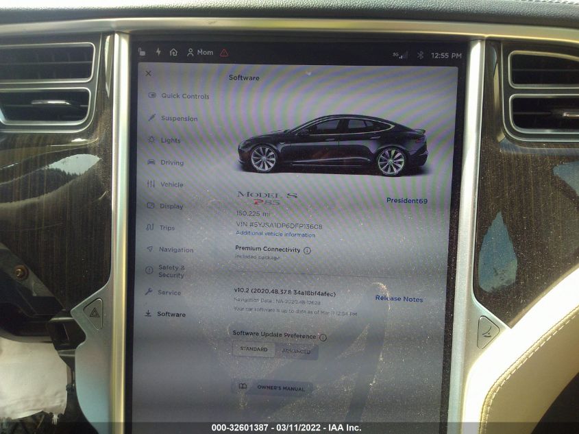 2013 TESLA MODEL S PERFORMANCE 5YJSA1DP6DFP13608