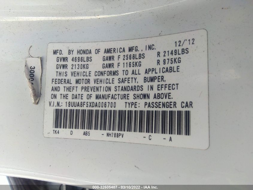 2013 ACURA TL TECH 19UUA8F5XDA006700