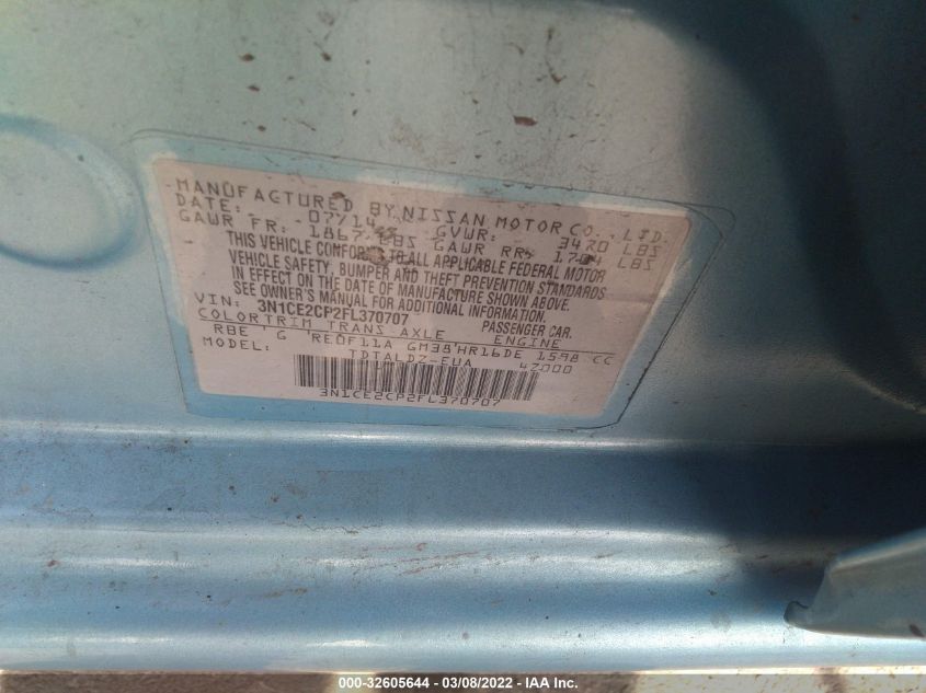 2015 NISSAN VERSA NOTE S/S PLUS/SV/SR/SL 3N1CE2CP2FL370707