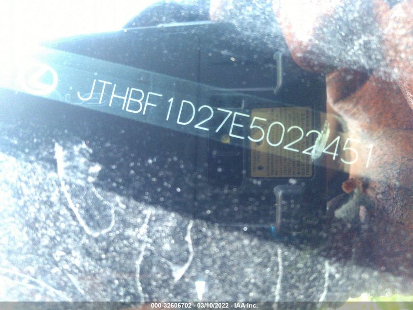 2014 LEXUS IS 250 JTHBF1D27E5022451