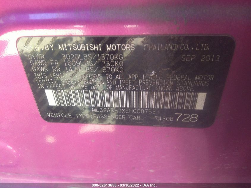 2014 MITSUBISHI MIRAGE DE ML32A3HJXEH008753