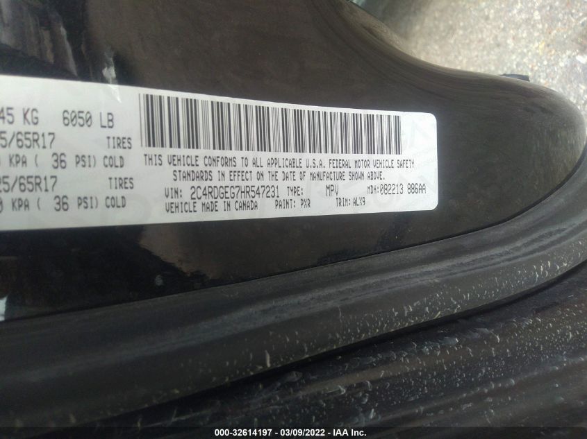 2017 DODGE GRAND CARAVAN GT 2C4RDGEG7HR547231