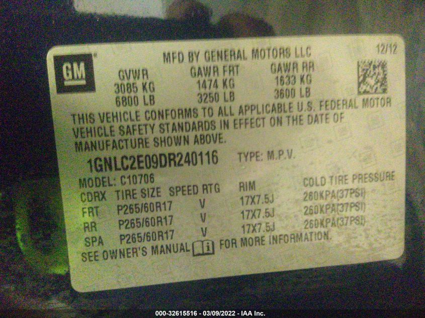 2013 CHEVROLET TAHOE COMMERCIAL 1GNLC2E09DR240116