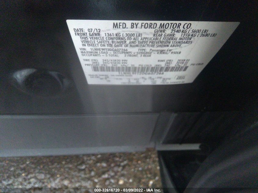 2013 LINCOLN MKS ECOBOOST 1LNHL9FT2DG607266