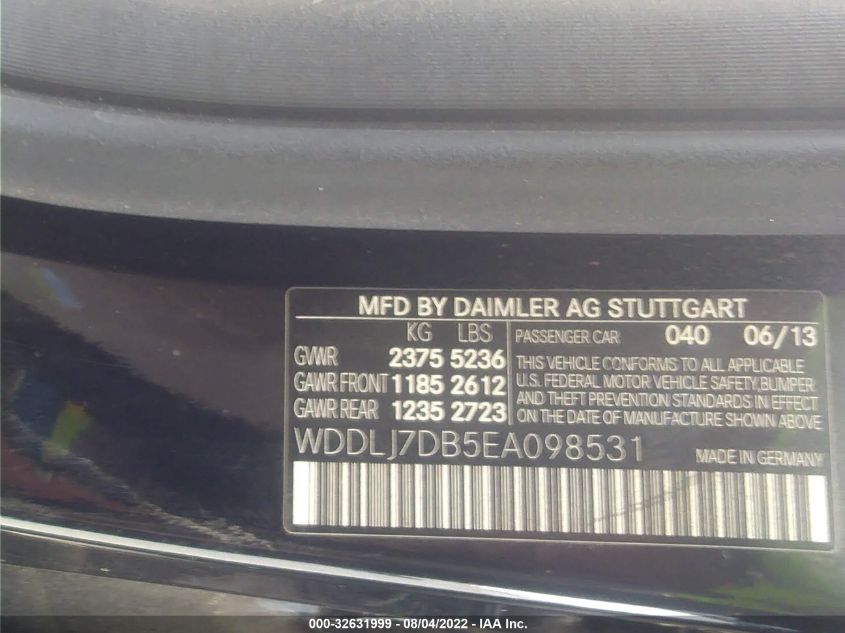 2014 MERCEDES-BENZ CLS-CLASS CLS 550 WDDLJ7DB5EA098531