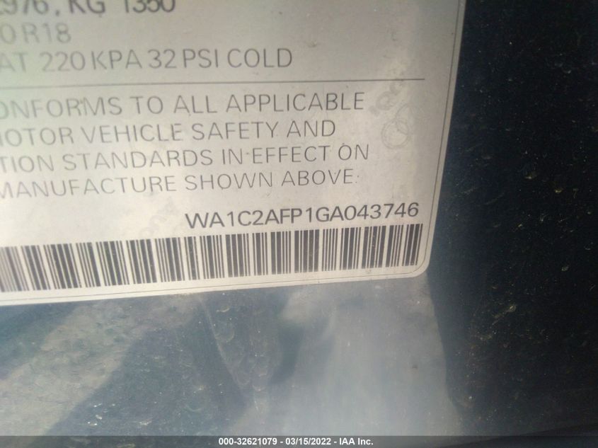 2016 AUDI Q5 PREMIUM WA1C2AFP1GA043746