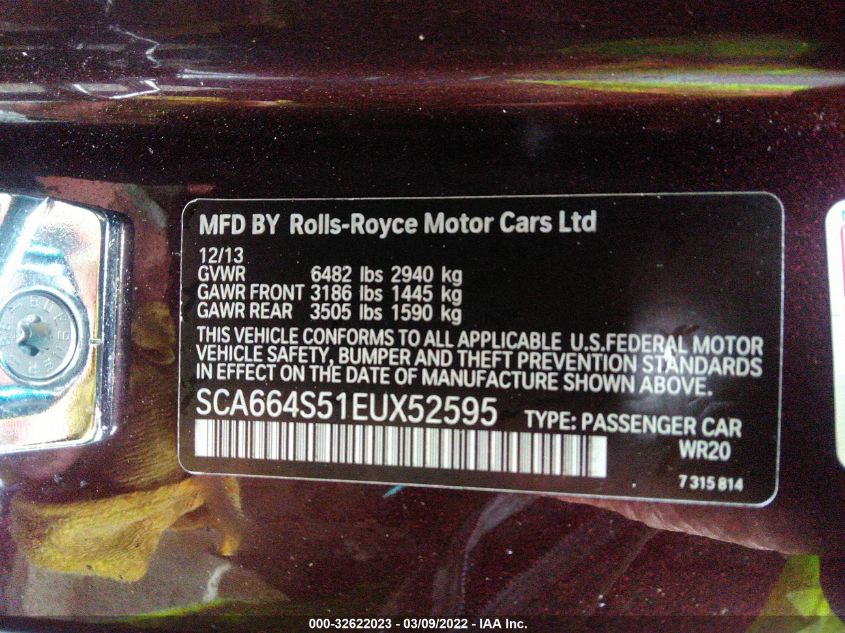 2014 ROLLS-ROYCE GHOST SCA664S51EUX52595