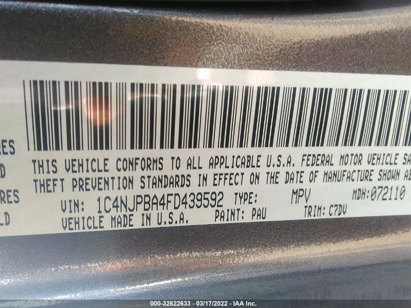 2015 JEEP PATRIOT ALTITUDE EDITION 1C4NJPBA4FD439592
