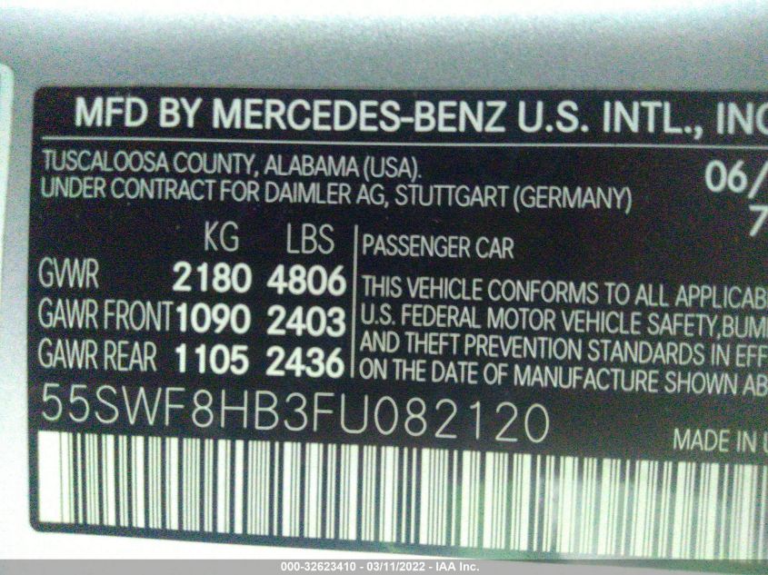 2015 MERCEDES-BENZ C-CLASS AMG C 63 S 55SWF8HB3FU082120