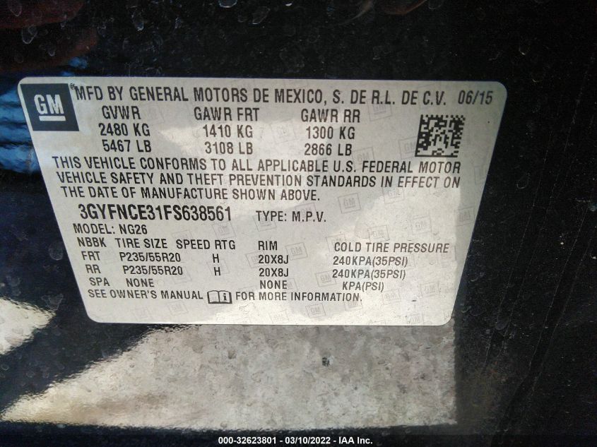 2015 CADILLAC SRX PERFORMANCE COLLECTION 3GYFNCE31FS638561
