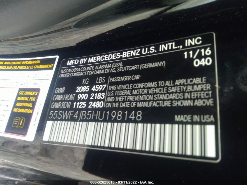 2017 MERCEDES-BENZ C-CLASS C 300 55SWF4JB5HU198148