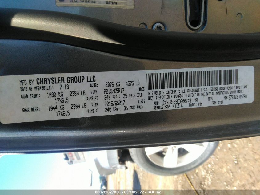 2014 JEEP PATRIOT LATITUDE 1C4NJRFB9ED600743