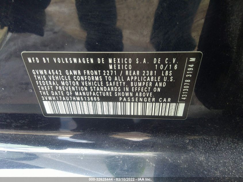 2017 VOLKSWAGEN GOLF ALLTRACK S/SE/SEL 3VWH17AU7HM513665