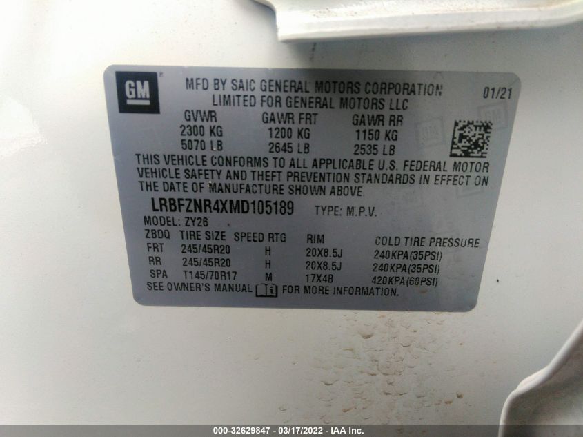 2021 BUICK ENVISION ESSENCE LRBFZNR4XMD105189