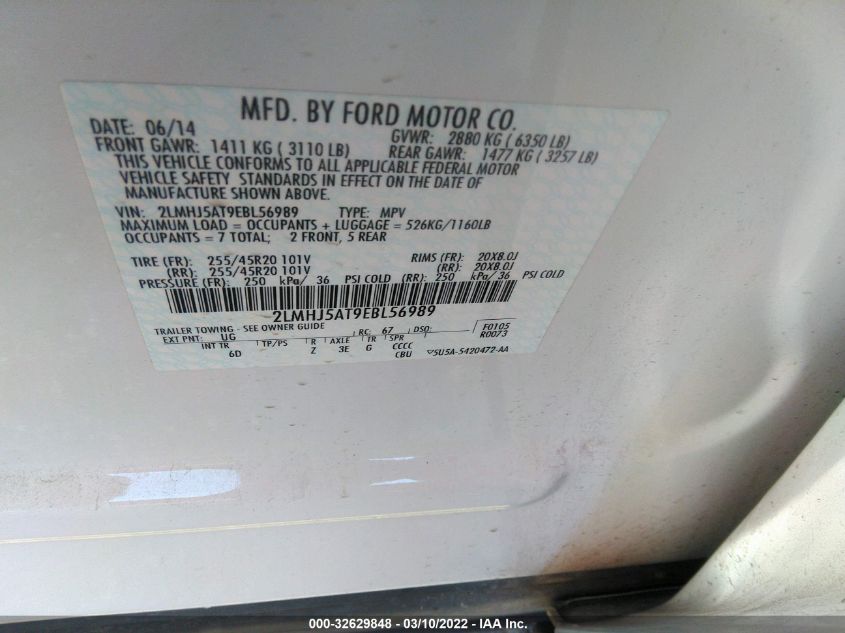 2014 LINCOLN MKT ECOBOOST 2LMHJ5AT9EBL56989