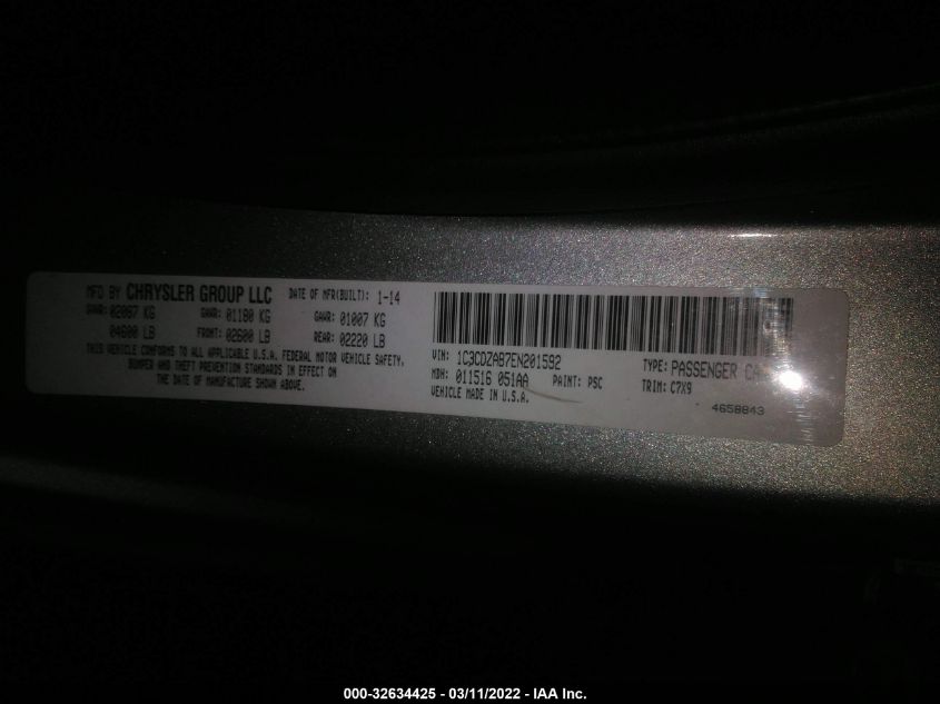 2014 DODGE AVENGER SE 1C3CDZAB7EN201592