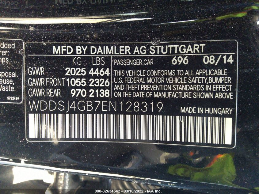 2014 MERCEDES-BENZ CLA-CLASS CLA 250 WDDSJ4GB7EN128319